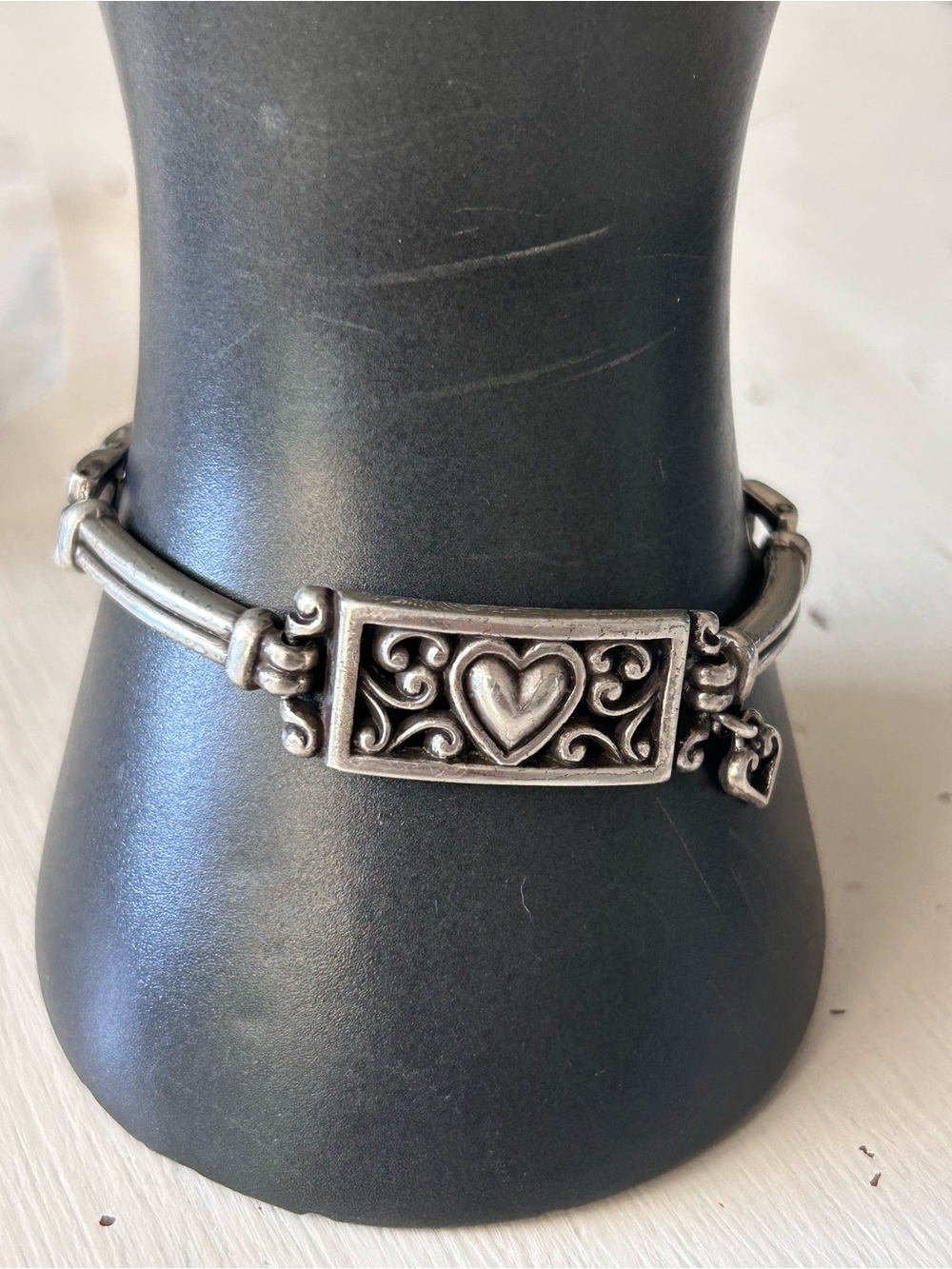 Brighton Carlotta Heart Bracelet w/a rectangular plaque with filigree scrollwork
